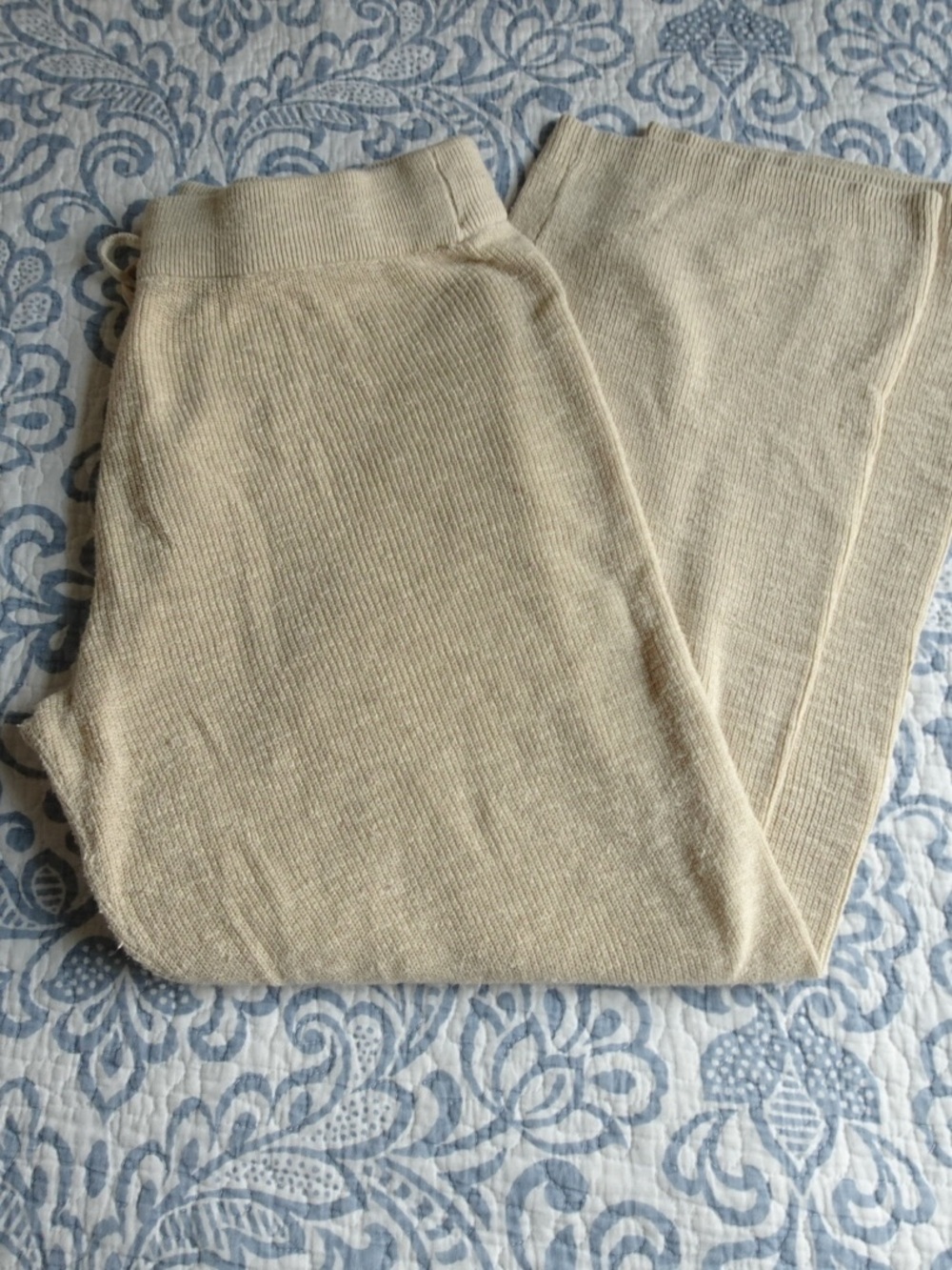 Free People Beach Ribbed Knit Lounge Pants — Cream